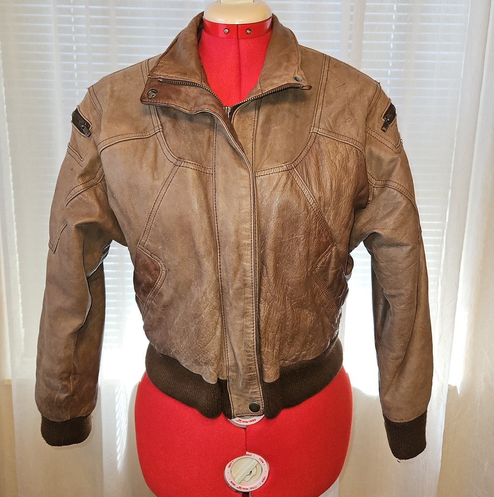 Adventure Bound Brown Leather Bomber Classic Varsity Style Jacket